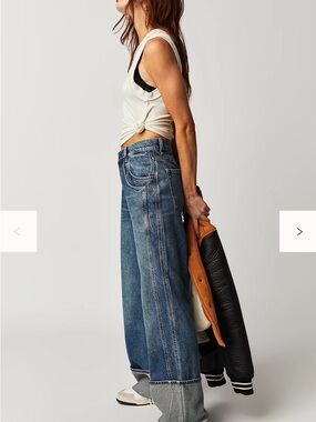 We The Free High-Rise Wide Leg Jeans in Medium Blue
